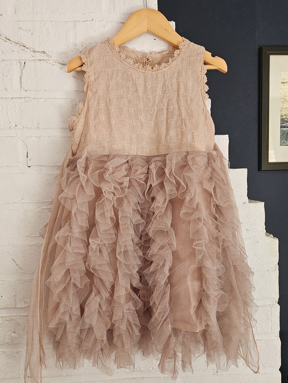 Lace Girls Princess Ruffle Fluffy Dresses Kids Party Costume Tutu Gown Dress 4-5